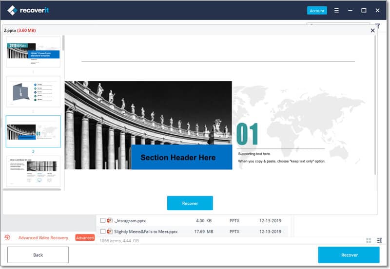 preview recovered PowerPoint files and recover