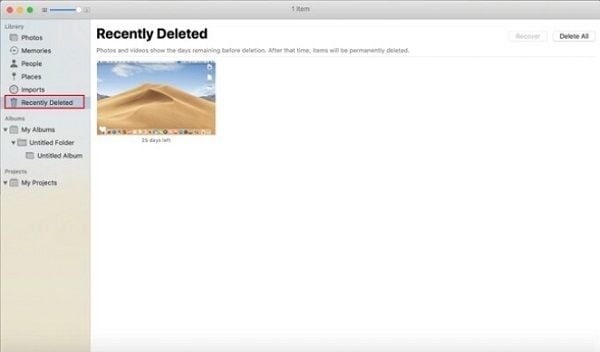 Recently Deleted Album on Mac
