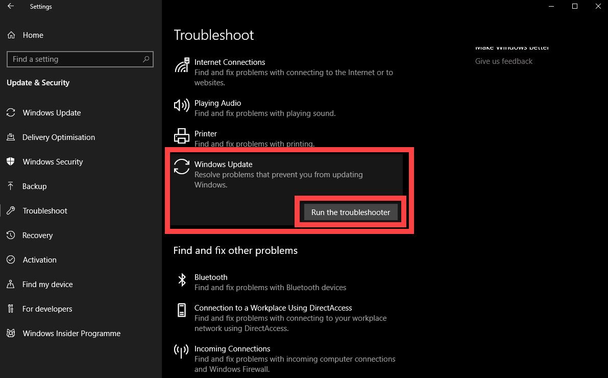 run windows update troubleshooter 3