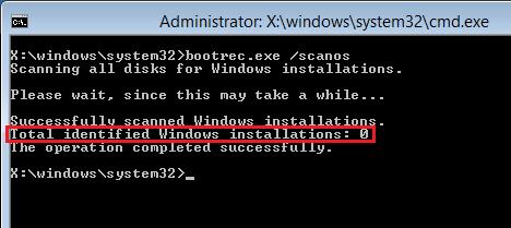 total identified windows installation 0
