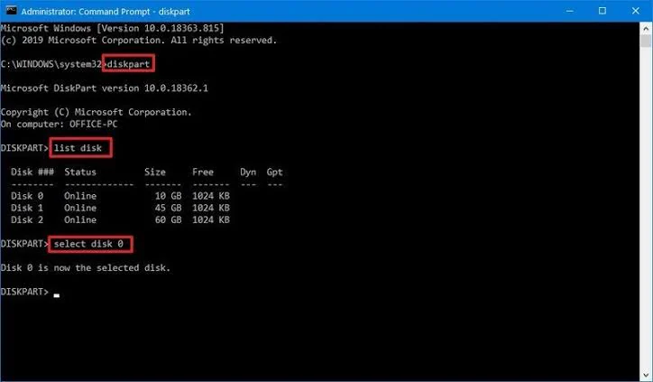 command prompt clean disk