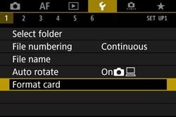 how to format sd card canon