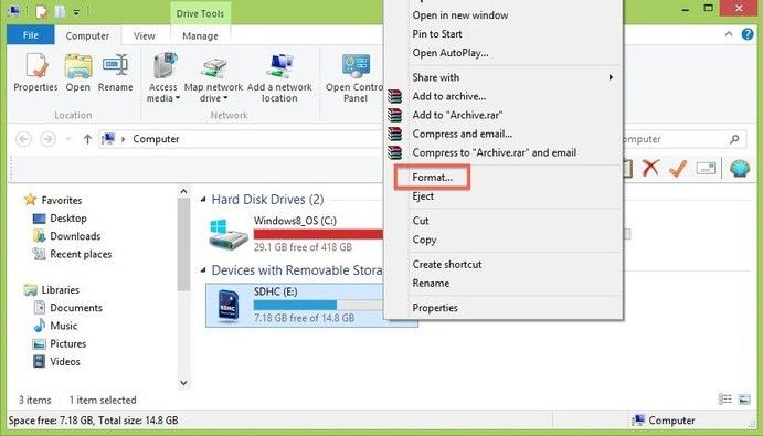 format sd card for canon in windows step 2
