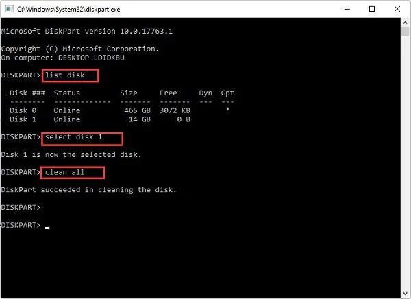 Formatear la tarjeta sd con diskpart