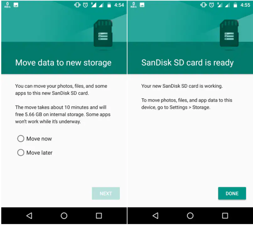 sd card as internal storage