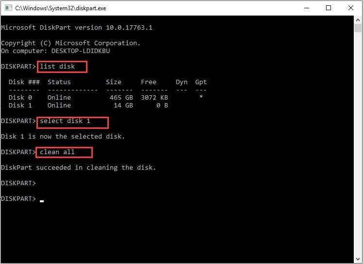 commandes diskpart