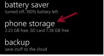 select phone storage