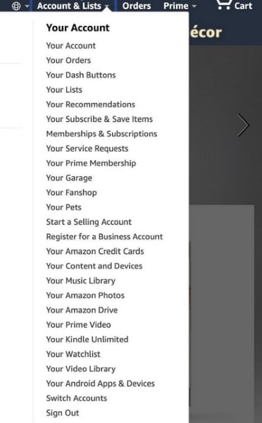 check your amazon prime account settings