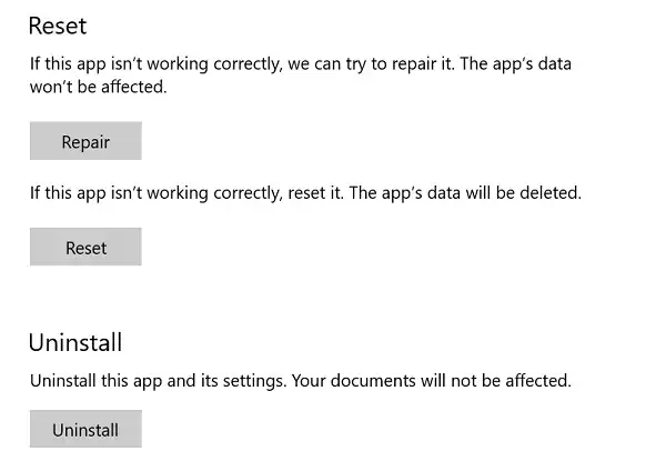 office app reset and repair