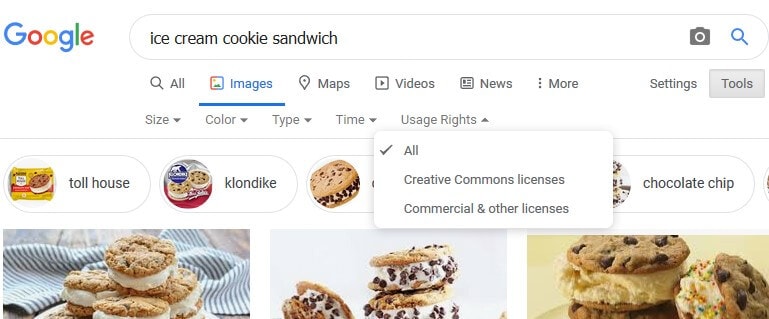Google Images Usage Rights
