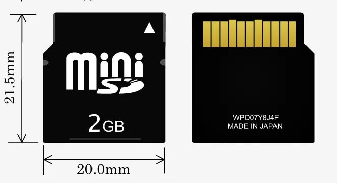 diferente tamaño de tarjeta minisd