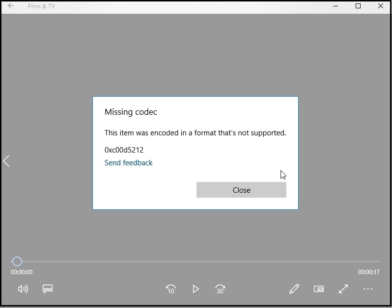 Missing codec video not playing