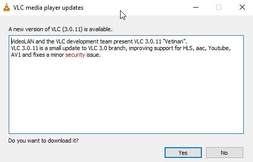 VLC update available
