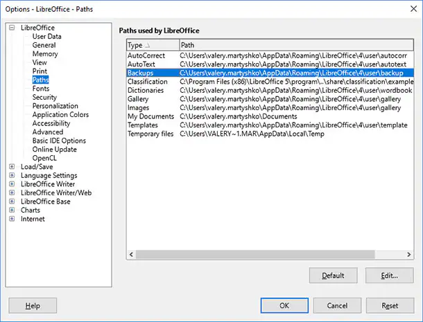 click libreoffice menu