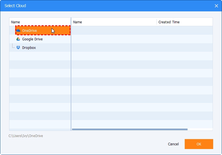 selecione armazenamento na nuvem para backup nas