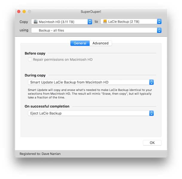 use superduper to back up your mac