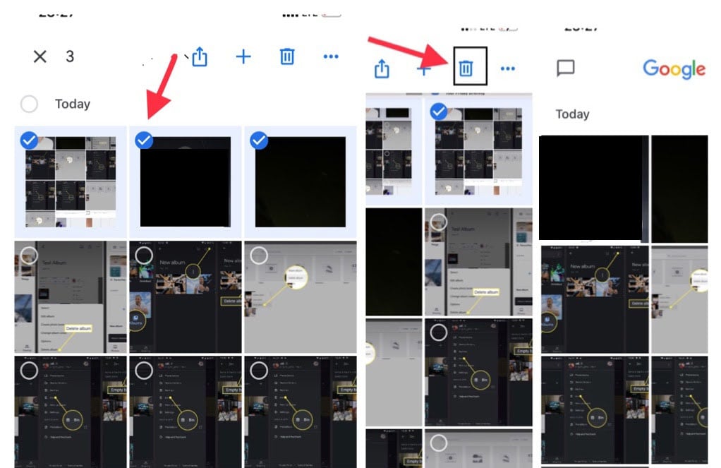 delete photos from google photos on iPhone and iPad