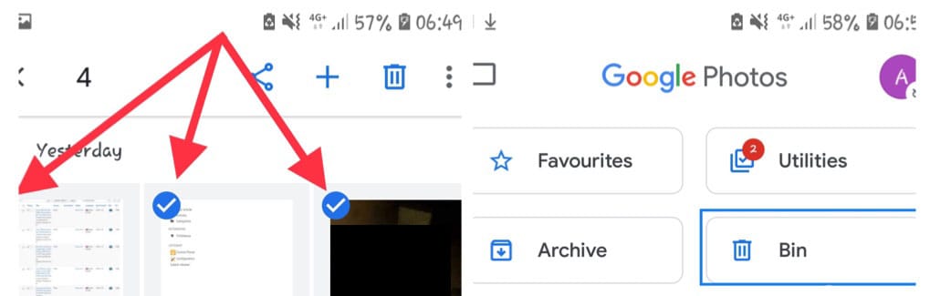 delete photos from google photos on android