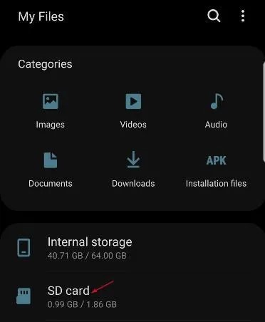 select sd card storage