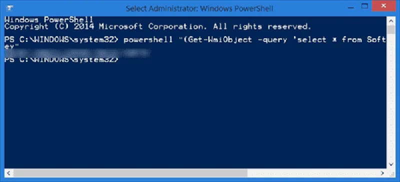 follow powershell command to recover product key 