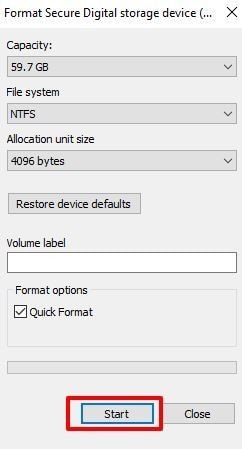 change the file system to NTFS