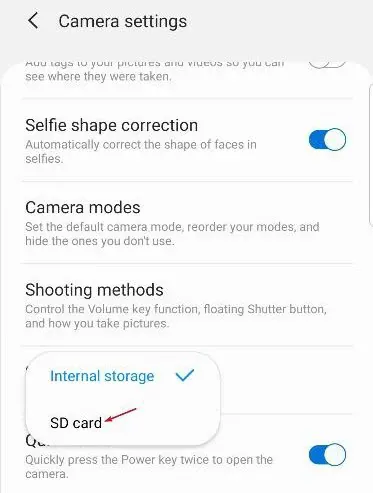 change storage location to sd card