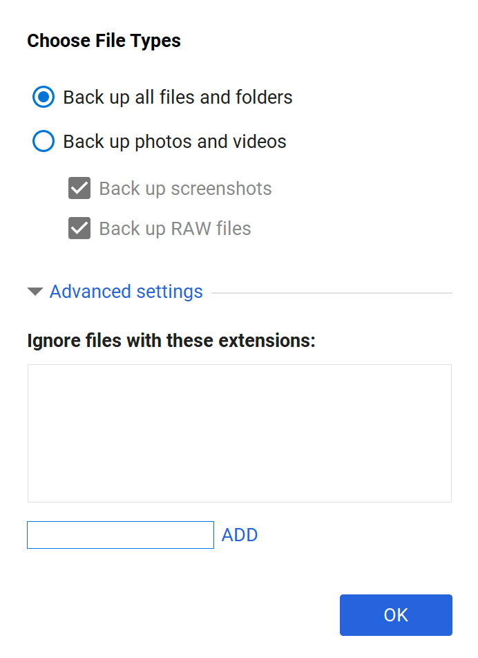 Google Drive Choose File Type
