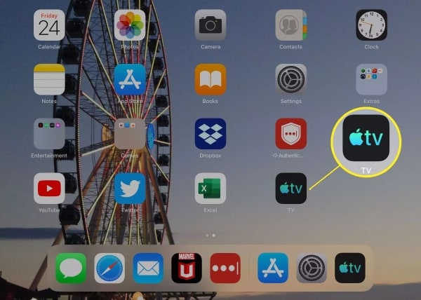 откройте приложение apple tv