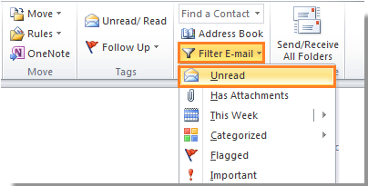 Localiser le filtre dans Outlook