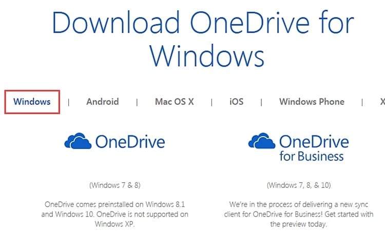 download onedrive on windows