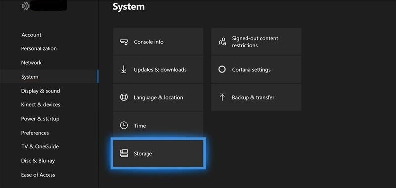 Move to System tab