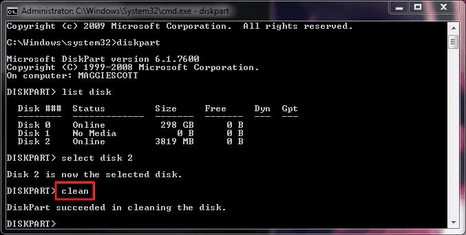 how to format disk windows 10 clean