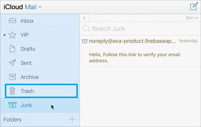 iCloud Mail Trash