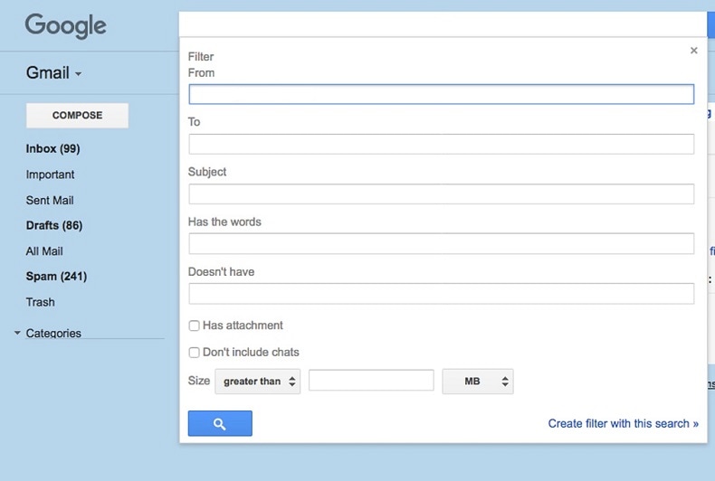 Google Mail Filter-Funktionen