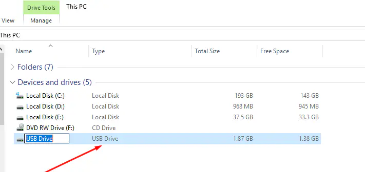 Localizando o drive USB