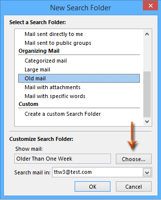 Löschen Sie Outlook-E-Mails, die älter als Monate sind, mit einem Suchordner