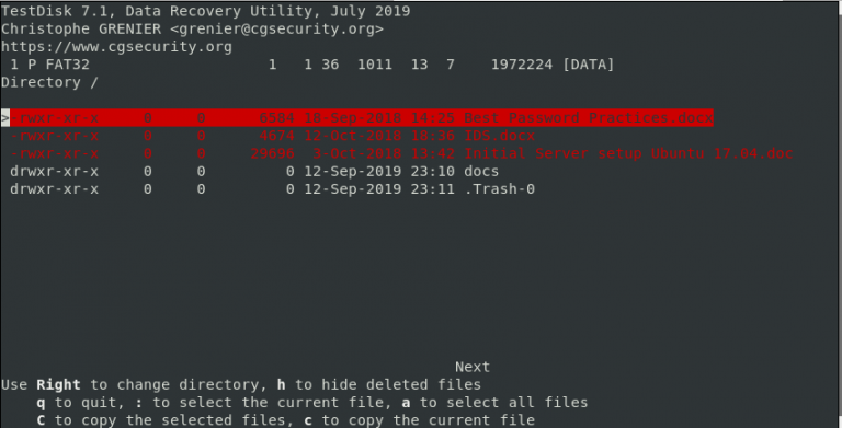 testdisk recover ext4 partition