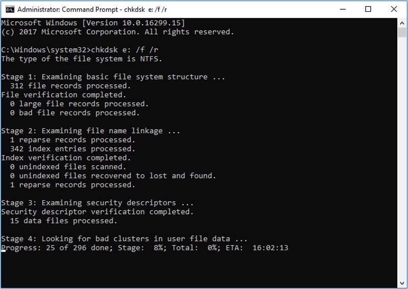 repair hard drive files through computer command