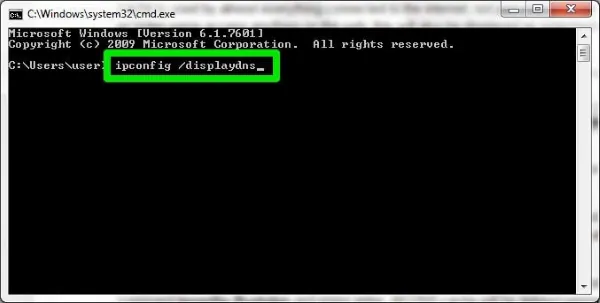 type ipconfig /displaydns