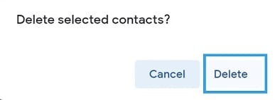 Google-Bestätigung für das Löschen von Kontakten