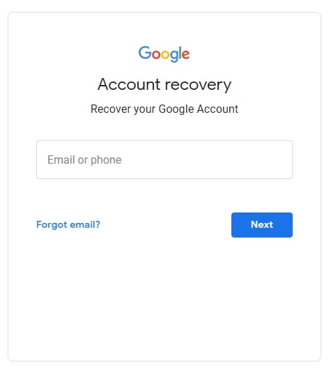 Récupération de Gmail Saisir l'email