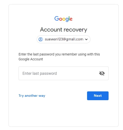 Recuperación de Gmail Introducir Contraseña