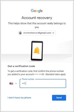 Récupération de Gmail OTP de confirmation