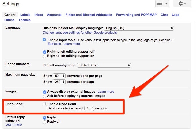 Gmail Undo Send Settings