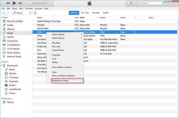 delete song from itunes on mac