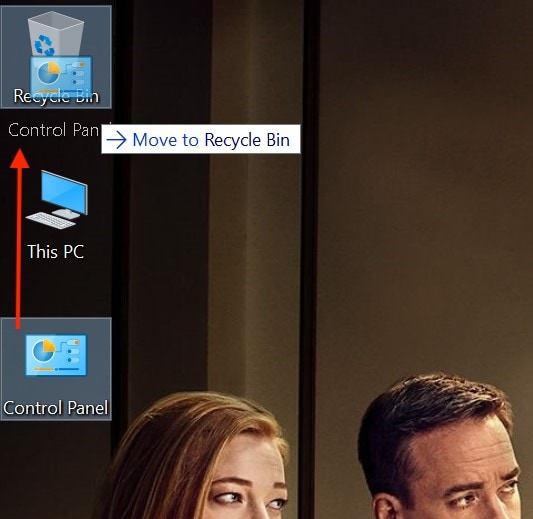 drag and drop the shortcut in recycle bin