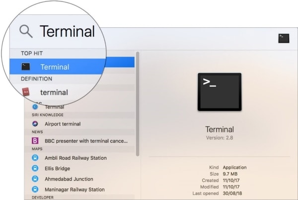 Terminal auf dem Mac öffnen