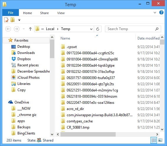 checking temp folder in c drive
