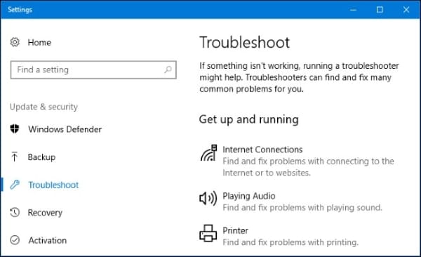 run your required troubleshoot