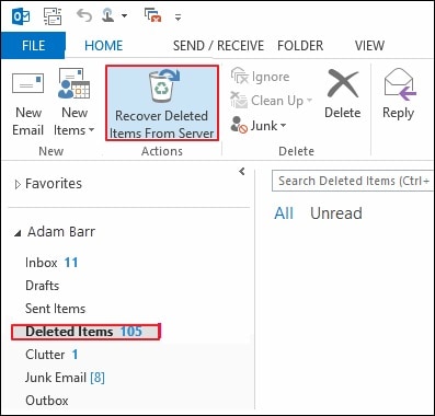 Outlook 2013 Recover Deleted Items